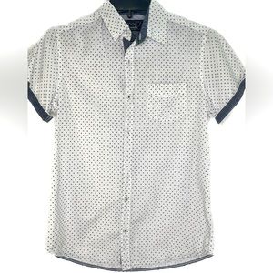 Men Broken Threads Like New Star Print Button Down Sz S Bin E